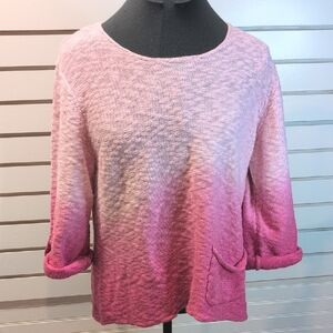 Habitat Women's Pink Ombre Sweater with tab sleeves and slouchy pocket Size L